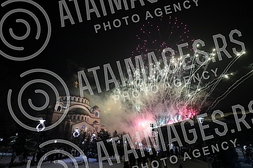 Traditional fireworks on the occasion of the Orthodox New Year's Eve at the Church of St. Sava.Tradicionalni vatromet povodom doceka Pravoslavne nove godine kod Hrama Svetog Save.