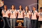 The President of Serbia, Aleksandar Vucic, received in the Presidency the women's basketball national team of Serbia, which won a gold medal at the European Championship.Predsednik Srbije Aleksandar Vucic primio je  u Predsednistvu zensku kosarkask