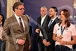 The President of Serbia, Aleksandar Vucic, received in the Presidency the women's basketball national team of Serbia, which won a gold medal at the European Championship.Predsednik Srbije Aleksandar Vucic primio je  u Predsednistvu zensku kosarkask