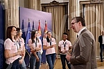 The President of Serbia, Aleksandar Vucic, received in the Presidency the women's basketball national team of Serbia, which won a gold medal at the European Championship.Predsednik Srbije Aleksandar Vucic primio je  u Predsednistvu zensku kosarkask