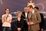 The President of Serbia, Aleksandar Vucic, received in the Presidency the women's basketball national team of Serbia, which won a gold medal at the European Championship.Predsednik Srbije Aleksandar Vucic primio je  u Predsednistvu zensku kosarkask