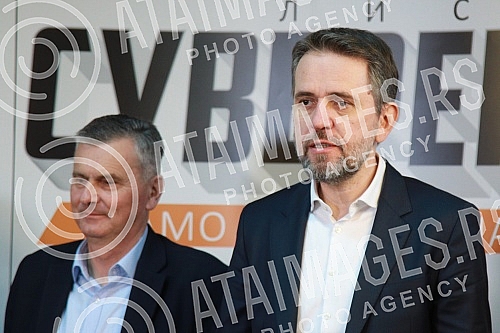 Press conference of the representatives of the Sovereignists bloc, where the President of the DJB Sovereignists Sasa Radulovic, the President of Healthy Serbia Milan Stamatovic, the President of the Living for Serbia Movement Jovana Stojkovic spoke a