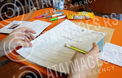 Passing the final exam in math for eighth grade students.Polaganje zavrsnog ispita iz matematika za ucenike osmog razreda. 