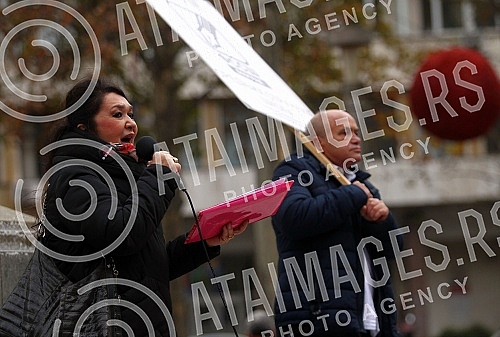 The Education Union of Serbia and the Education Workers' Union of Serbia organized a protest.Sindikat obrazovanja Srbije i Sindikat radnika u prosveti Srbije organizovali su protest.