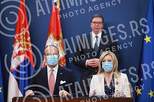 At the Palace of Serbia, Minister for European Integration Jadranka Joksimovic and Head of the EU Delegation to Serbia Sem Fabrizi signed the Financial Agreement for the first part of the IPA program for 2020.U Palati Srbije ministarka za evropske 