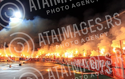 Serbian football Super League match between FK Crvena Zvezda and FC Napredak played at Rajko Mitic stadium.  Utakmica Superlige Srbije izmedju FK Crvena Zvezda i FK Napredak odigrana na stadionu Rajko Mitic.