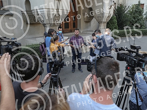 Marko Zarkov, a student of the Serbian Orthodox Church Academy of Arts and Conservation, who claims that he was abducted by the vicar bishop - Bishop Stefan Saric, held a press conference in front of the Patriarchate of the Serbian Orthodox Church.