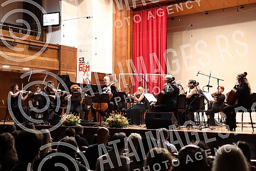 The concert of the chamber ensemble of 13 strings and Denis Shapovalov (cello and electric cello) as part of the 53rd edition of BEMUS was held in the great hall of Kolarac's endowment, and Shapovalov performed a program - 
