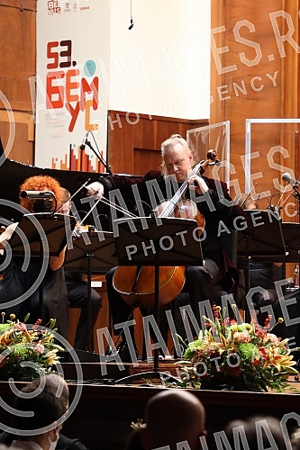 The concert of the chamber ensemble of 13 strings and Denis Shapovalov (cello and electric cello) as part of the 53rd edition of BEMUS was held in the great hall of Kolarac's endowment, and Shapovalov performed a program - 