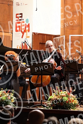 The concert of the chamber ensemble of 13 strings and Denis Shapovalov (cello and electric cello) as part of the 53rd edition of BEMUS was held in the great hall of Kolarac's endowment, and Shapovalov performed a program - 