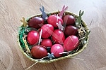 The red color is a symbol of joy and resurrection, and the first red egg is kept until the next Easter as a 