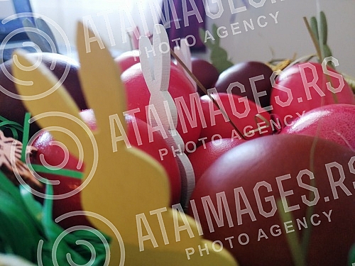 The red color is a symbol of joy and resurrection, and the first red egg is kept until the next Easter as a 