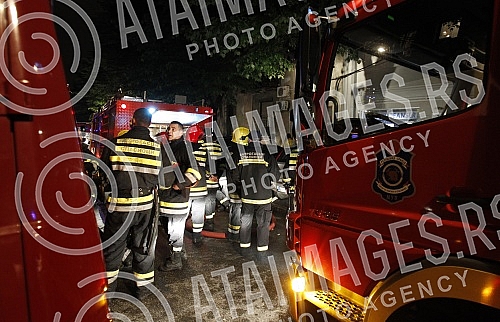 The fire on the buildings in the street Gundulicev venac in the center of Belgrade.Pozar u ulici Gundulicev venac u centru Beograda.