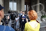 Milos Pavlovic, head of the People's Party's committee group, who will appeal to the Belgrade High Court to annul illegal decisions on the election of mayors, deputy mayors and members of the City Council, held a press conference in front of the Belg