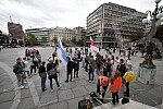 Russian citizens in Belgrade held a protest rally on Republic Square against the forcible annexation of the occupied territories of Ukraine to Russia.Ruski gradjani u Beogradu odrzali su na Trgu republike protestno okupljanje protiv nasilnog pripaj