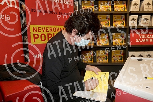 At the Vulkan bookstore in the Usce Shopping Center, Momcilo Bajagic Bajaga signed his book 