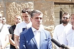In front of the Supreme Court of Cassation, the press conference of the Democratic Party of Serbia regarding the decision of the Court of Appeal in the case in which the vice-president of that party, Uros Jankovic, was convicted of embezzlement with 