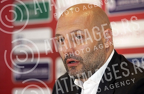 Konferencija za medije Aleksandra Sase Djordjevica - selektor aSeniorskog tima Kosarkaskog saveza Srbije (KSS) u prostorijama KSS.