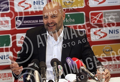 Konferencija za medije Aleksandra Sase Djordjevica - selektor aSeniorskog tima Kosarkaskog saveza Srbije (KSS) u prostorijama KSS.