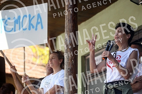 Protest in the village of Topli Do near Pirot against the construction of mini hydropower plants.Protest u selu Topli Do kod Pirota protiv izgradnje mini hidroelektrana.