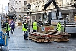 Dismantling of New Year's lighting elements in Knez Mihailova street.Demontaza elemenata novogodisnje rasvete u Knez Mihailovoj ulici. 