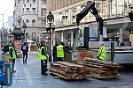 Dismantling of New Year's lighting elements in Knez Mihailova street.Demontaza elemenata novogodisnje rasvete u Knez Mihailovoj ulici. 