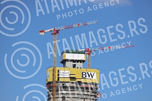 Construction of buildings in the city center, near the Gazella bridge.Izgradnja zgrada u centru grada, u blizini mosta Gazela. 