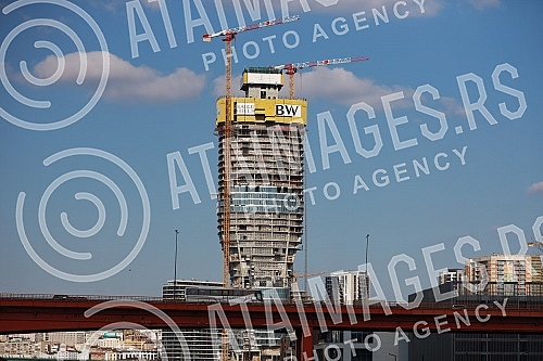 Construction of buildings in the city center, near the Gazella bridge.Izgradnja zgrada u centru grada, u blizini mosta Gazela. 