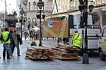 Dismantling of New Year's lighting elements in Knez Mihailova street.Demontaza elemenata novogodisnje rasvete u Knez Mihailovoj ulici. 
