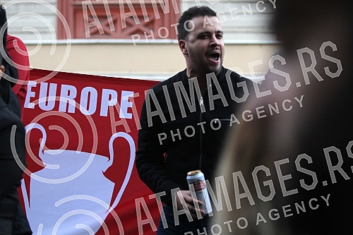 Funs of Liverpool in Belgrade before the football match FK Crvena zvezda vs FC Liverpool.Navijaci Fudbalskog kluba Liverpul u Beogradu pred utakmicu FK Crvena zvezda - FC Leverpul.