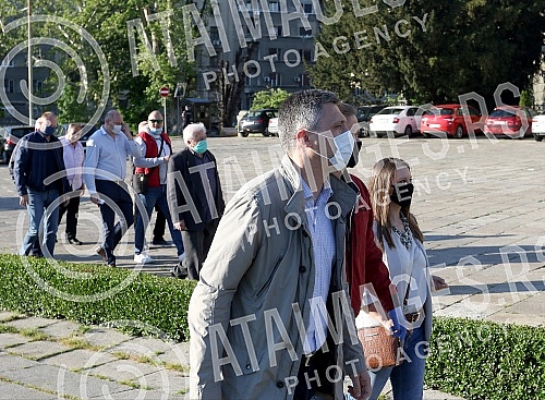  Representatives and leaders of opposition parties that announced the boycott of the election gathered in front of the Serbian Parliament tonight to protest because they believe the state of emergency has violated the Serbian Constitution due to a co