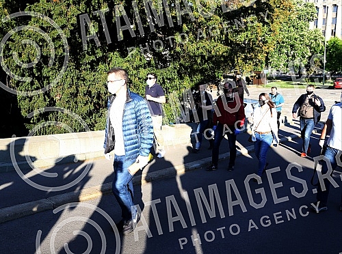  Representatives and leaders of opposition parties that announced the boycott of the election gathered in front of the Serbian Parliament tonight to protest because they believe the state of emergency has violated the Serbian Constitution due to a co