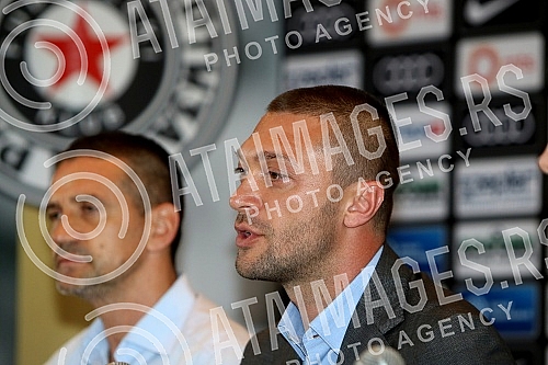 Promotion of new head coach of FK Partizan Zoran Bata Mirkovic held on Sport center Teleoptik.Promocija novog trenera FK Partizan Zorana Bate Mirkovica odrzana u Sportskom centru Teleoptik.