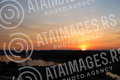 View of Belgrade from the terrace of the Ada Mall.Pogled na Beograd sa terase trznog centra Ada Mall.