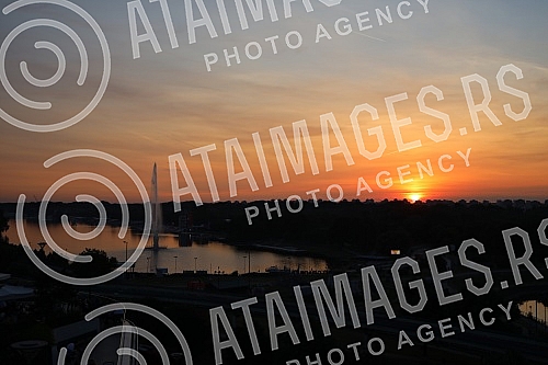 View of Belgrade from the terrace of the Ada Mall.Pogled na Beograd sa terase trznog centra Ada Mall.