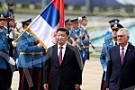 The second day of the visit of the President of China Xi Jinping's continued in the Palace of Serbia.Drugi dan posete predsednika Kine Si Djinping nastavio se svecanim docekom ispred Palate Srbija.
