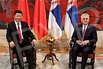 The second day of the visit of the President of China Xi Jinping's continued in the Palace of Serbia.Drugi dan posete predsednika Kine Si Djinping nastavio se svecanim docekom ispred Palate Srbija.