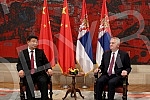The second day of the visit of the President of China Xi Jinping's continued in the Palace of Serbia.Drugi dan posete predsednika Kine Si Djinping nastavio se svecanim docekom ispred Palate Srbija.