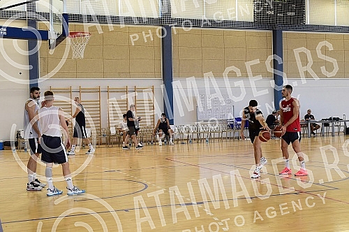 The open part of the training of the men's senior basketball team of Serbia at the FSS Sports Center in Stara Pazova.Otvoreni deo treninga muske seniorske kosarkaske reprezentacije Srbije u Sportskom centru FSS u Staroj Pazovi. 