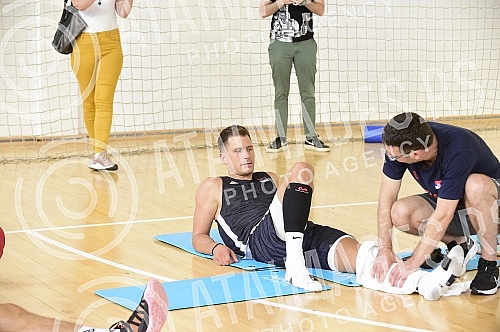 The open part of the training of the men's senior basketball team of Serbia at the FSS Sports Center in Stara Pazova.Otvoreni deo treninga muske seniorske kosarkaske reprezentacije Srbije u Sportskom centru FSS u Staroj Pazovi. 