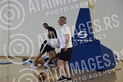 The open part of the training of the men's senior basketball team of Serbia at the FSS Sports Center in Stara Pazova.Otvoreni deo treninga muske seniorske kosarkaske reprezentacije Srbije u Sportskom centru FSS u Staroj Pazovi. 