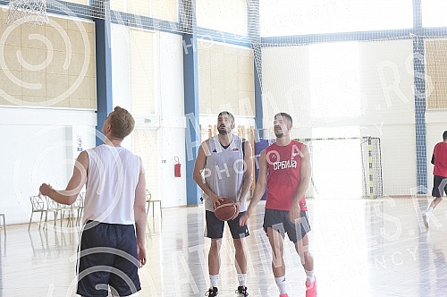The open part of the training of the men's senior basketball team of Serbia at the FSS Sports Center in Stara Pazova.Otvoreni deo treninga muske seniorske kosarkaske reprezentacije Srbije u Sportskom centru FSS u Staroj Pazovi. 