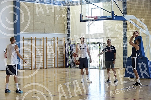 The open part of the training of the men's senior basketball team of Serbia at the FSS Sports Center in Stara Pazova.Otvoreni deo treninga muske seniorske kosarkaske reprezentacije Srbije u Sportskom centru FSS u Staroj Pazovi. 