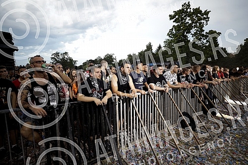 Performance of the Serbian all female death metal band Nemesis on the second day of the Exit Festival 2021 on the Main Stage.Nastup srpskog zenskog death metal benda Nemesis drugog dana Exit festivala 2021. na bini Main stage.