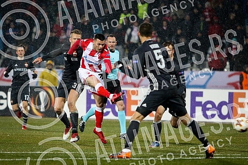 UEFA Europa League Round of 32 match between FK Crvena Zvezda (Serbia) and FC CSKA (Russia) held at Rajko Mitic stadium. Utakmica Lige Evrope izmedju FK Crvena Zvezda i FK CSKA Moskva odrzana na stadionu Rajko Mitic. 