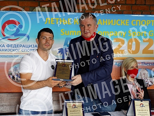 A press conference of the representatives of the Serbian federation of company sports, at which it was announced that they will go to the Summer company sports games in Greece in June. Konferencija za novinare predstavnika Srpske federacije kompani
