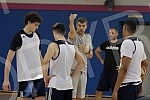 Training of basketball players Mega Bemax and new coach Vlado Jovanovic.Trening kosarkasa Mega Bemax i novog trenera Vlade Jovanovica.