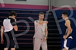 Training of basketball players Mega Bemax and new coach Vlado Jovanovic.Trening kosarkasa Mega Bemax i novog trenera Vlade Jovanovica.