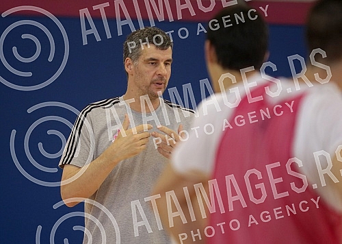 Training of basketball players Mega Bemax and new coach Vlado Jovanovic.Trening kosarkasa Mega Bemax i novog trenera Vlade Jovanovica.