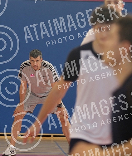 Training of basketball players Mega Bemax and new coach Vlado Jovanovic.Trening kosarkasa Mega Bemax i novog trenera Vlade Jovanovica.